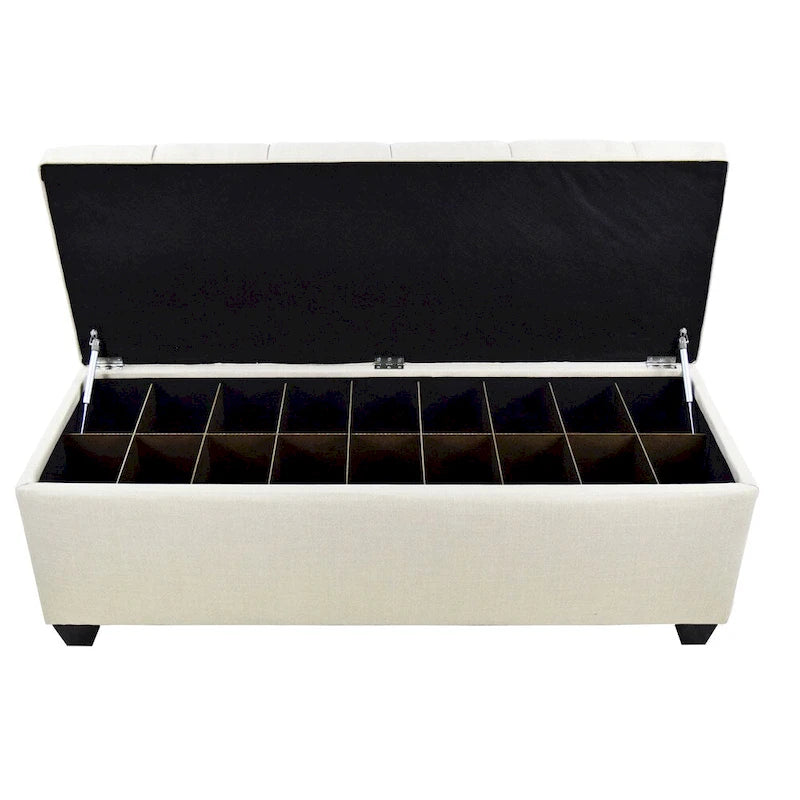 The Sole Secret Beige Diamond Tufted Shoe Storage Bench