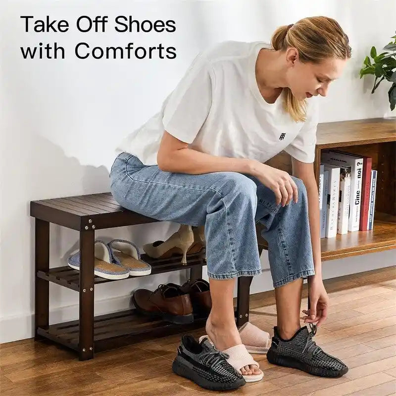 3 Tier Sturdy Shoe Bench - 11D x 27.5W x 17.5H