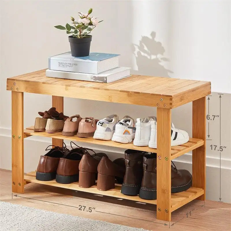 3 Tier Sturdy Shoe Bench - 11D x 27.5W x 17.5H