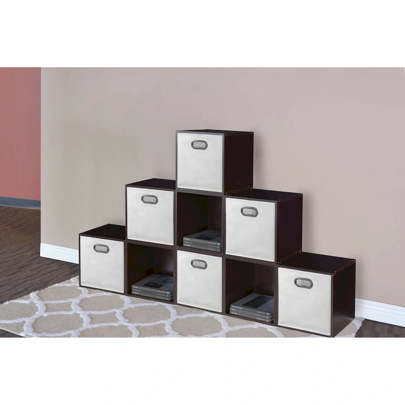 Noble Connect Set of 6 Foldable Fabric Storage Bins- White
