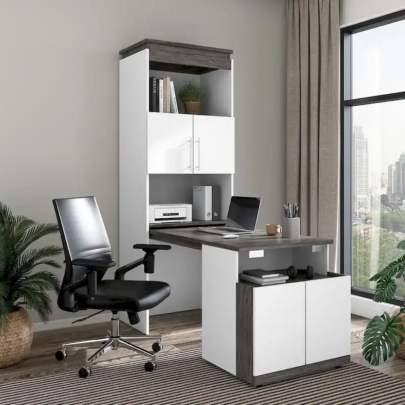 Orion 30W Tall Storage Cabinet with Doors and Fold-Out Desk by Bestar