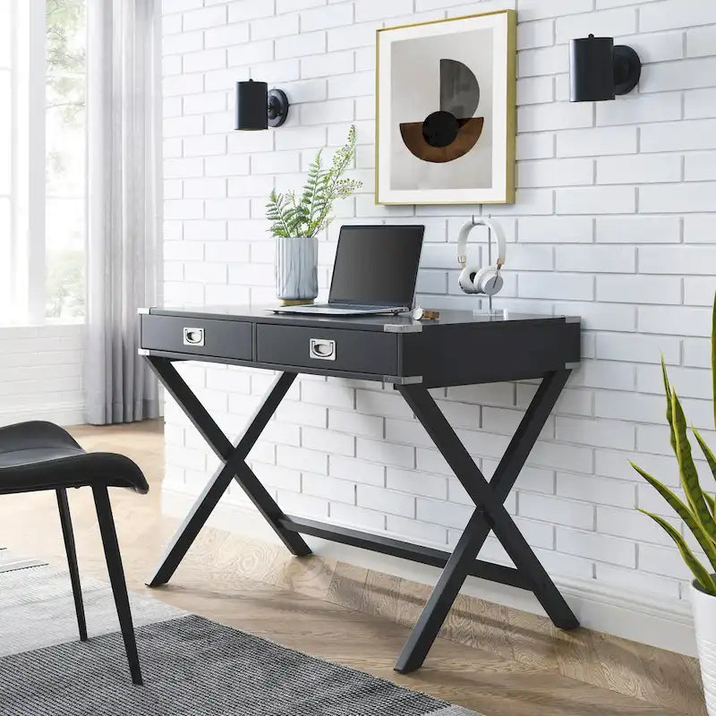 Solid Wood Computer Desk with Drawers