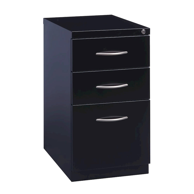 Hirsh 23 D Arch Pull Handle Mobile Pedestal 3-Drawer File Cabinet, Black