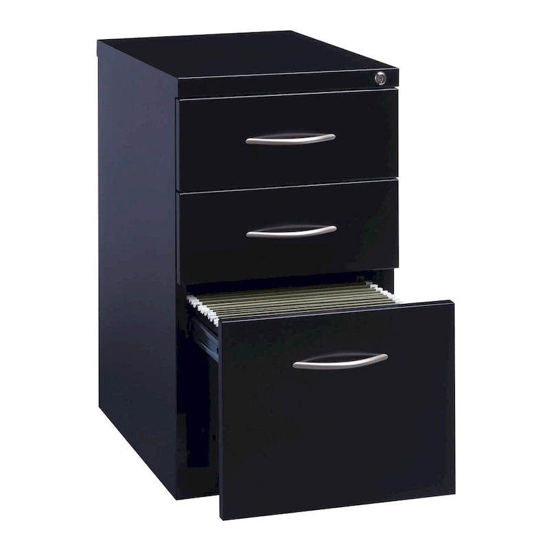 Hirsh 23 D Arch Pull Handle Mobile Pedestal 3-Drawer File Cabinet, Black