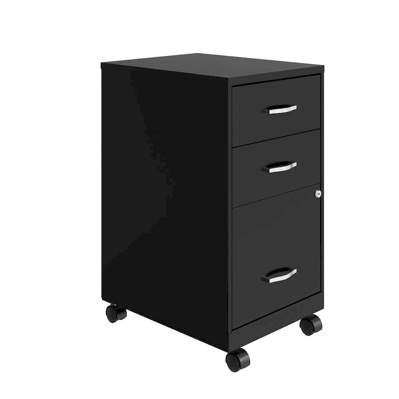 Space Solutions 18Deep 3 Drawer Mobile Organizer Metal Cabinet, Black
