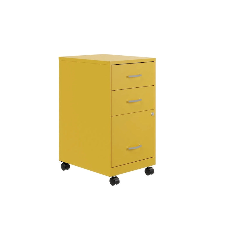Space Solutions 18Deep 3 Drawer Mobile Organizer Metal Cabinet, Black