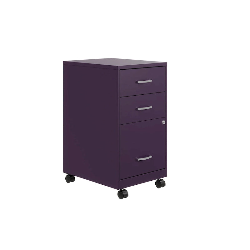 Space Solutions 18Deep 3 Drawer Mobile Organizer Metal Cabinet, Black