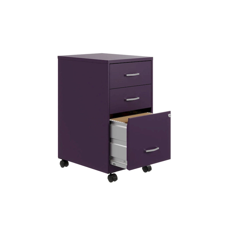 Space Solutions 18Deep 3 Drawer Mobile Organizer Metal Cabinet, Black