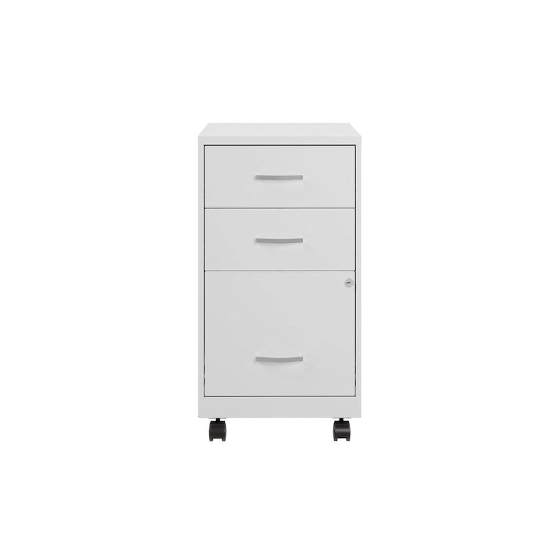 Space Solutions 18Deep 3 Drawer Mobile Organizer Metal Cabinet, Black