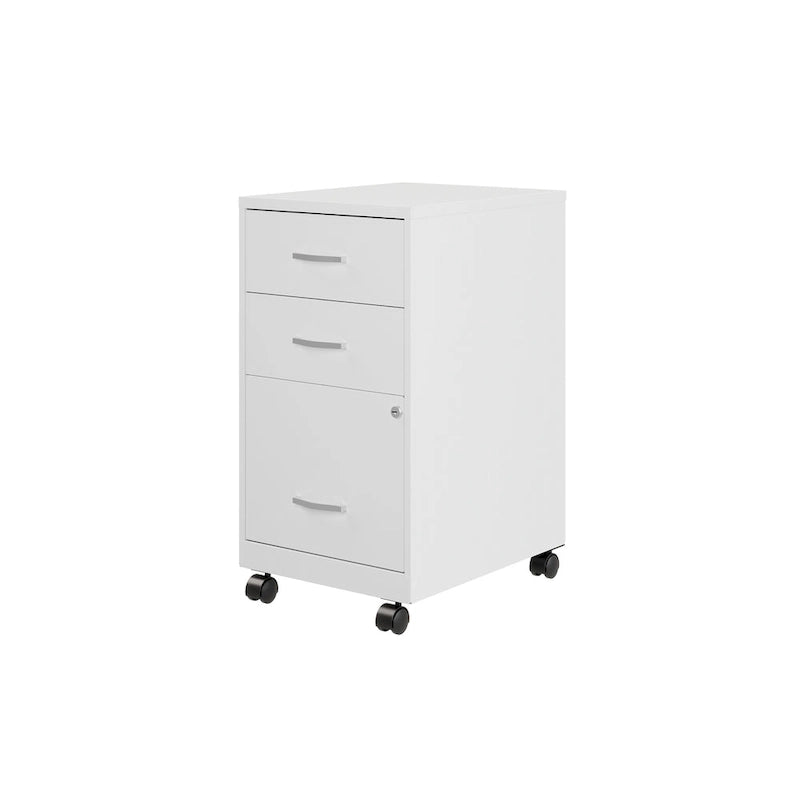 Space Solutions 18Deep 3 Drawer Mobile Organizer Metal Cabinet, Black