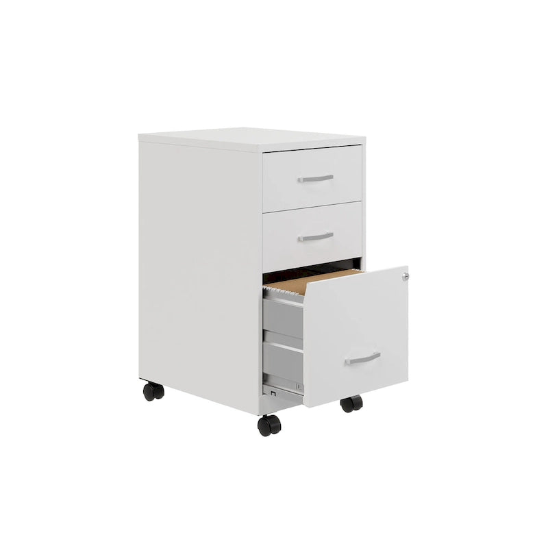 Space Solutions 18Deep 3 Drawer Mobile Organizer Metal Cabinet, Black