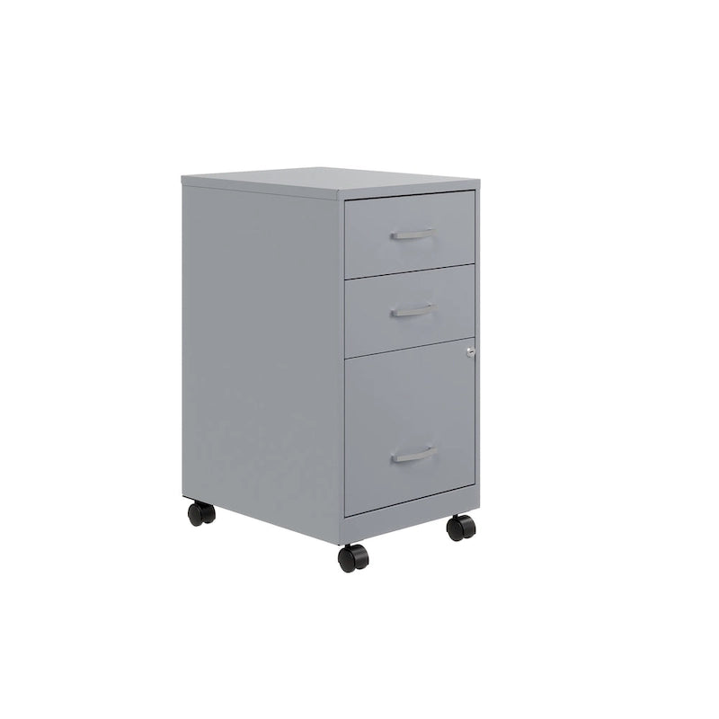 Space Solutions 18Deep 3 Drawer Mobile Organizer Metal Cabinet, Black