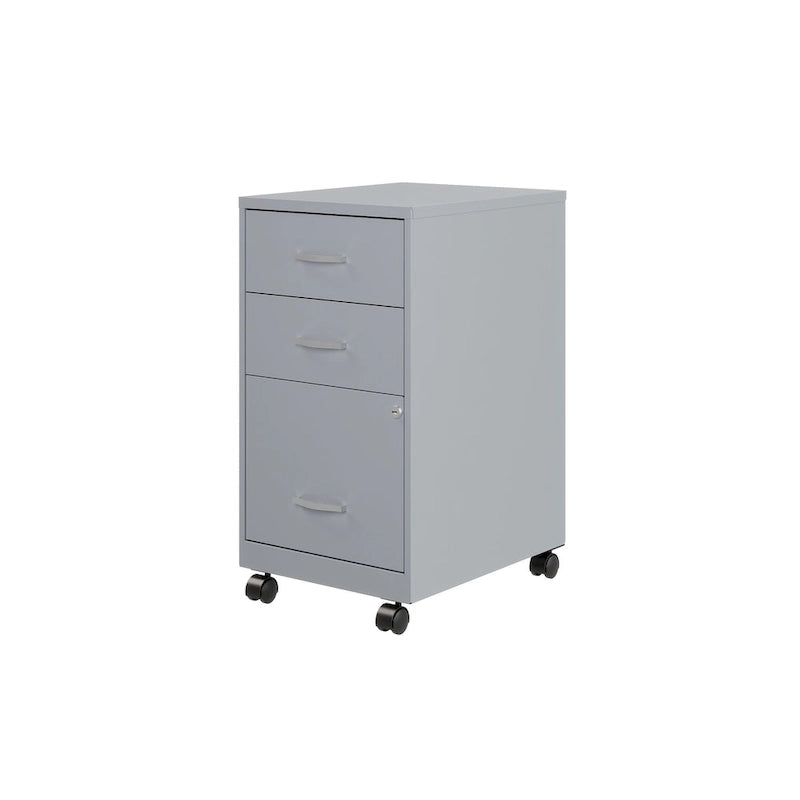 Space Solutions 18Deep 3 Drawer Mobile Organizer Metal Cabinet, Black
