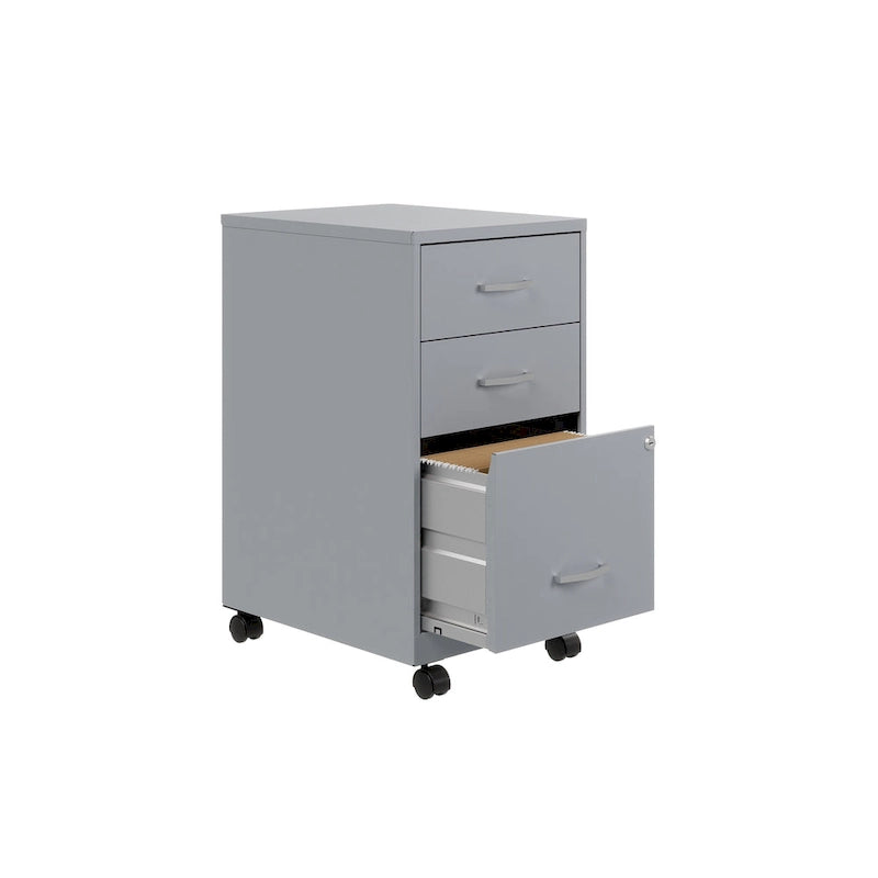Space Solutions 18Deep 3 Drawer Mobile Organizer Metal Cabinet, Black