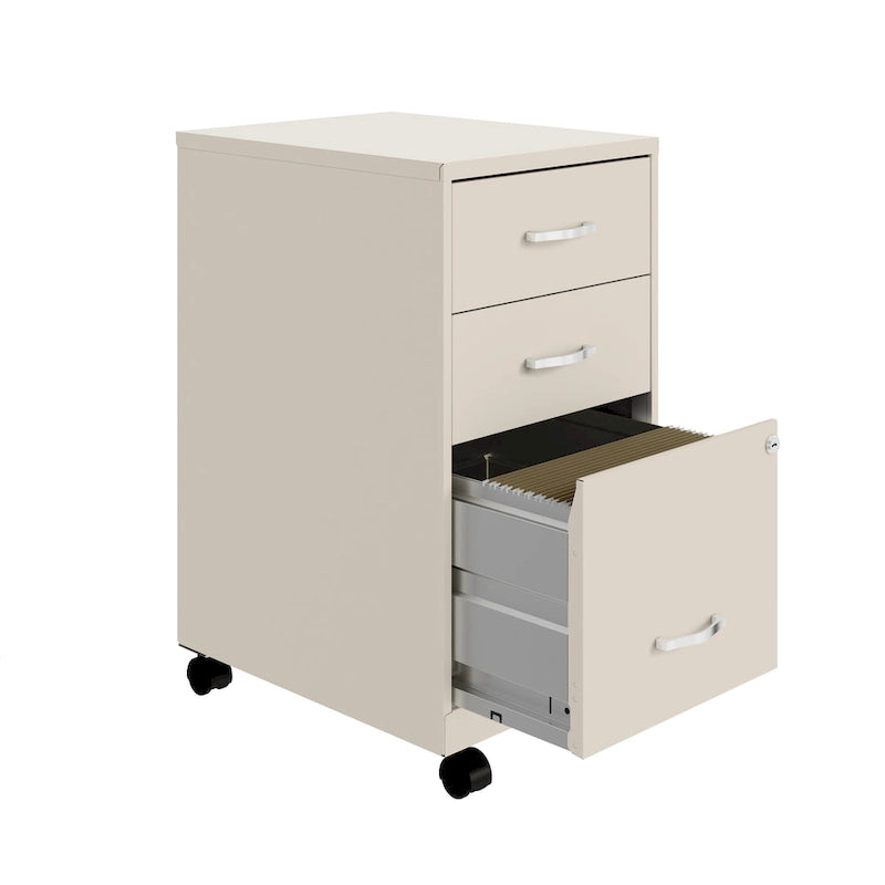 Space Solutions 18Deep 3 Drawer Mobile Organizer Metal Cabinet, Black