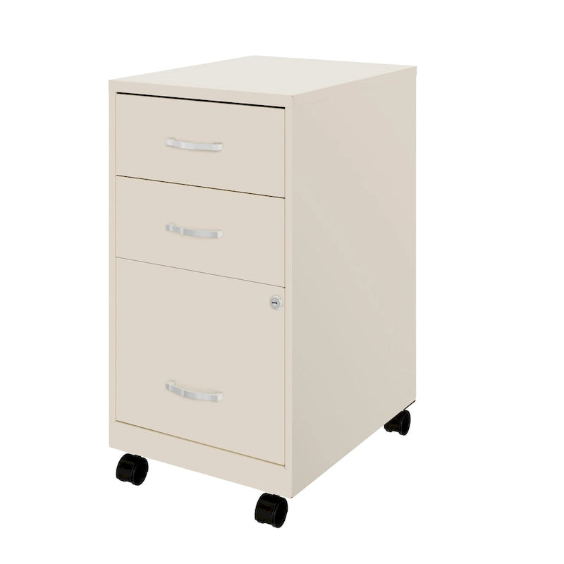 Space Solutions 18Deep 3 Drawer Mobile Organizer Metal Cabinet, Black