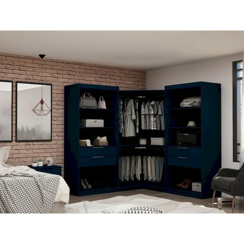 Mulberry Open 3 Sectional Modern 4 Drawer Wardrobe Corner Closet Set of 3