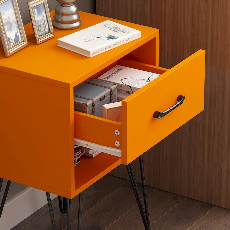 1-Drawer Nightstand With One-Open Shelf