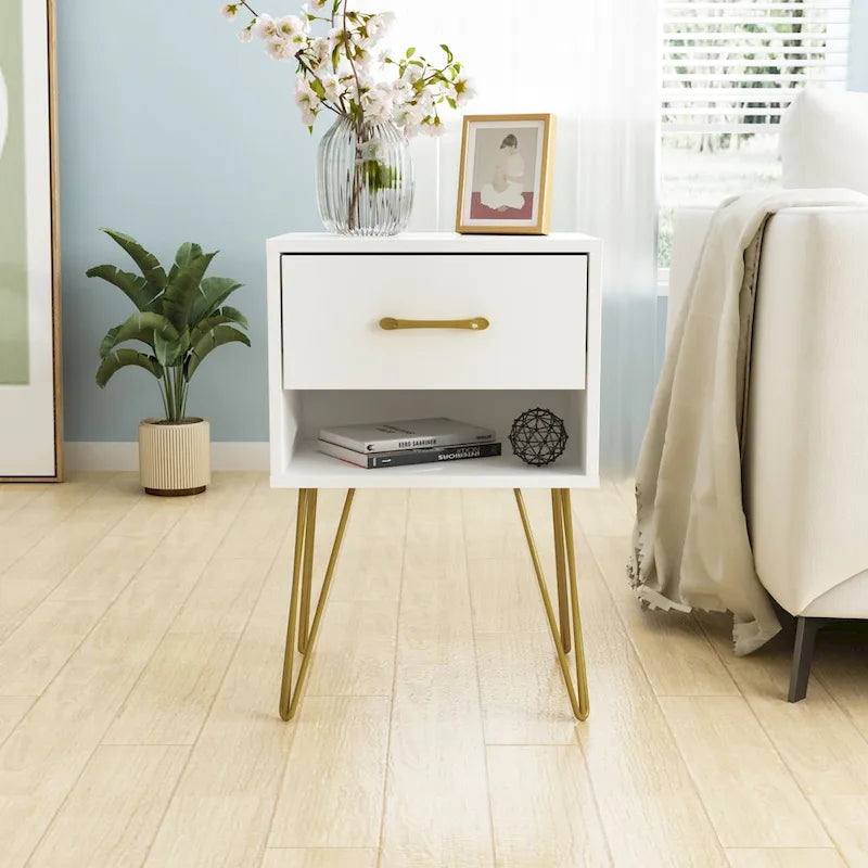 1-Drawer Nightstand With One-Open Shelf