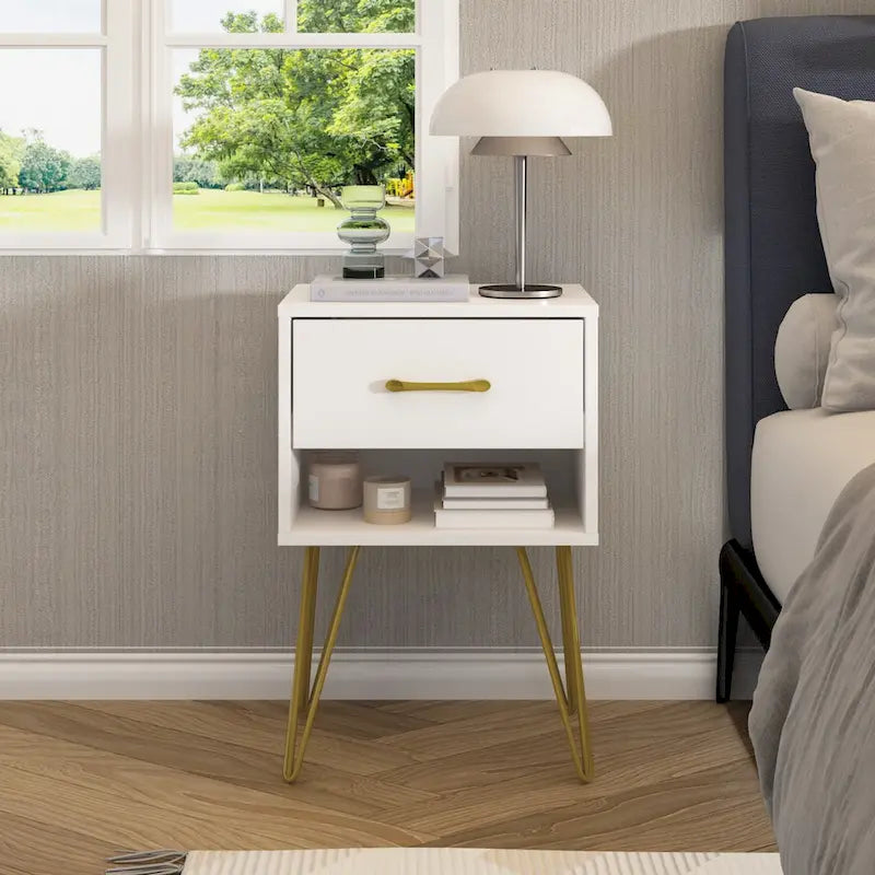 1-Drawer Nightstand With One-Open Shelf