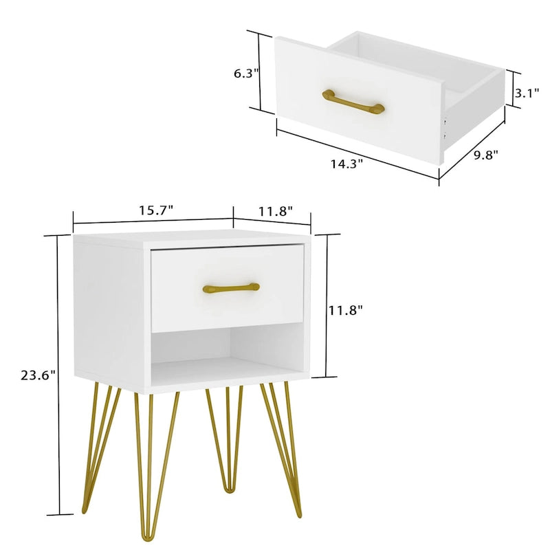 1-Drawer Nightstand With One-Open Shelf