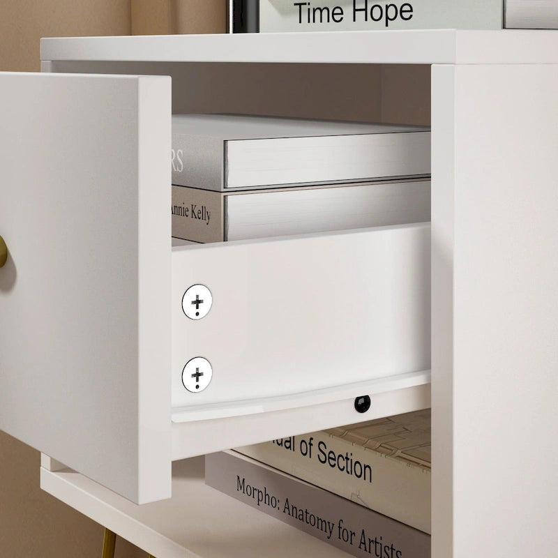 1-Drawer Nightstand With One-Open Shelf