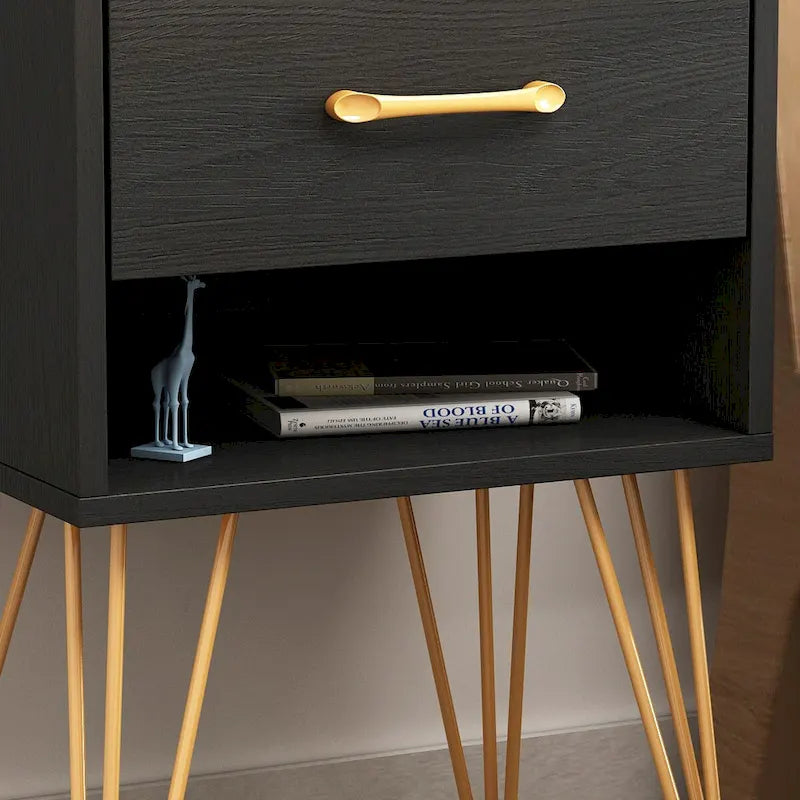 1-Drawer Nightstand With One-Open Shelf