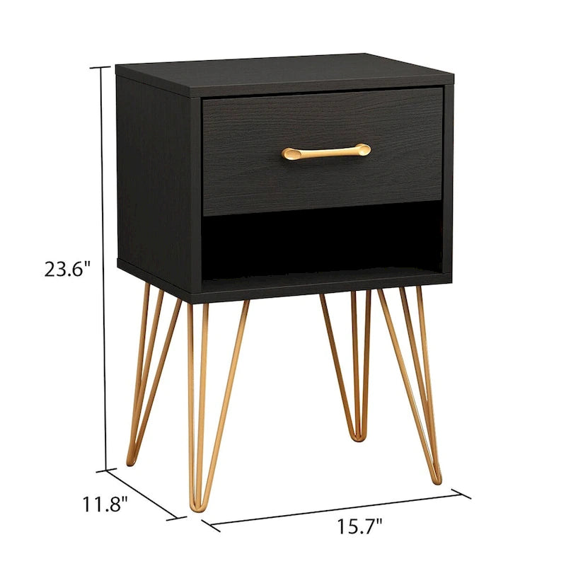 1-Drawer Nightstand With One-Open Shelf