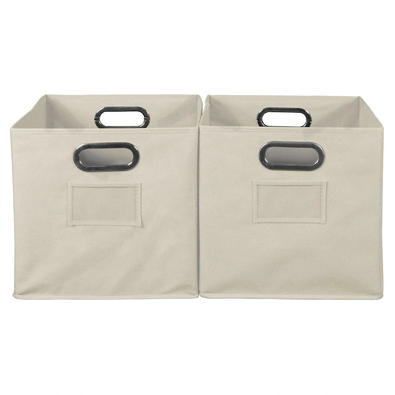 Noble Connect Set of 2 Foldable Fabric Storage Bins- Natural