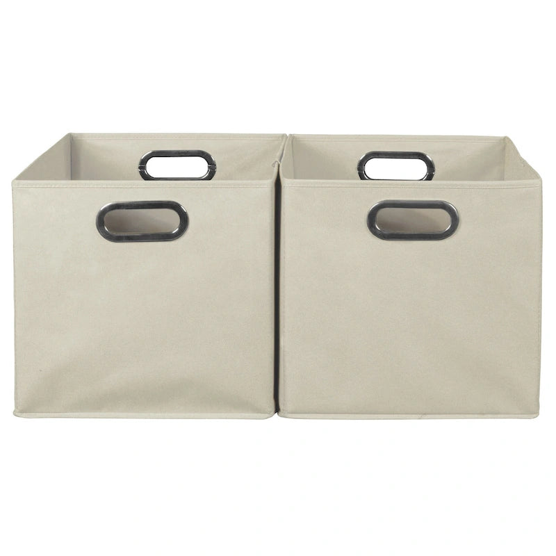 Noble Connect Set of 2 Foldable Fabric Storage Bins- Natural