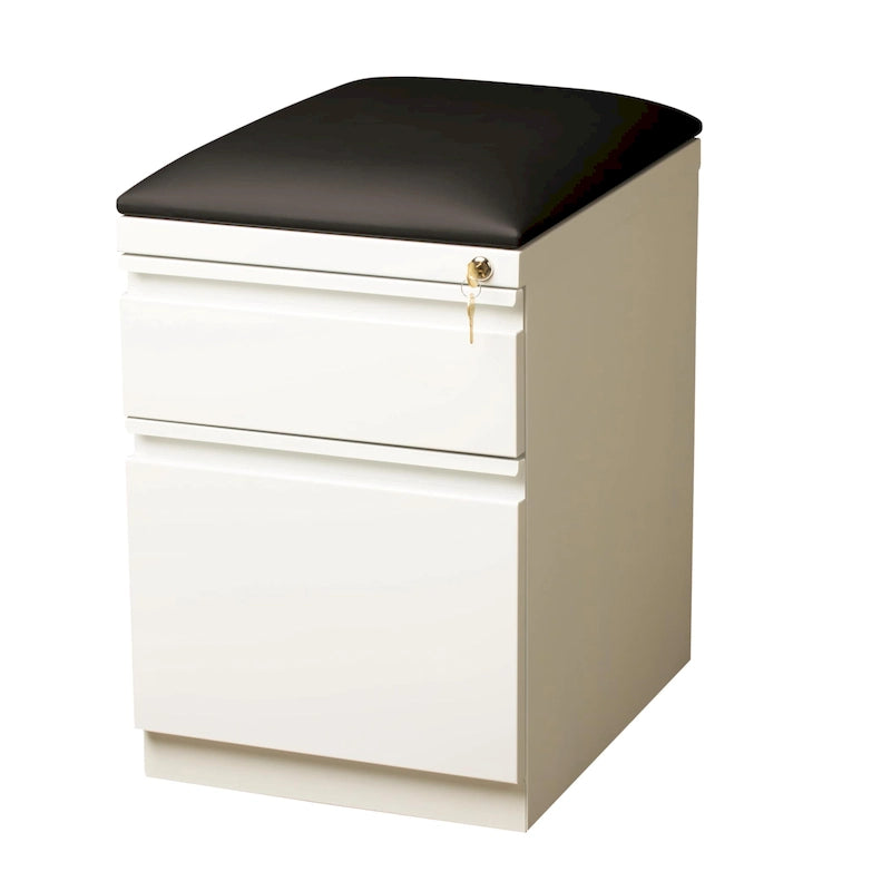 Hirsh 20 D Mobile Pedestal Box File Cabinet with Seat Cushion,White