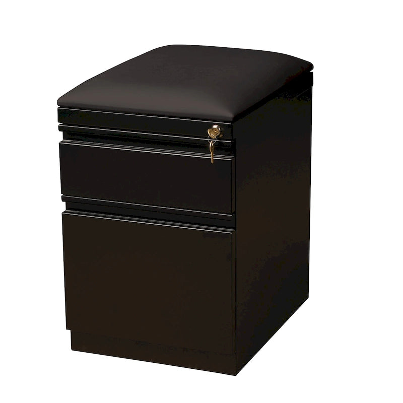 Hirsh 20 D Mobile Pedestal Box File Cabinet with Seat Cushion,White