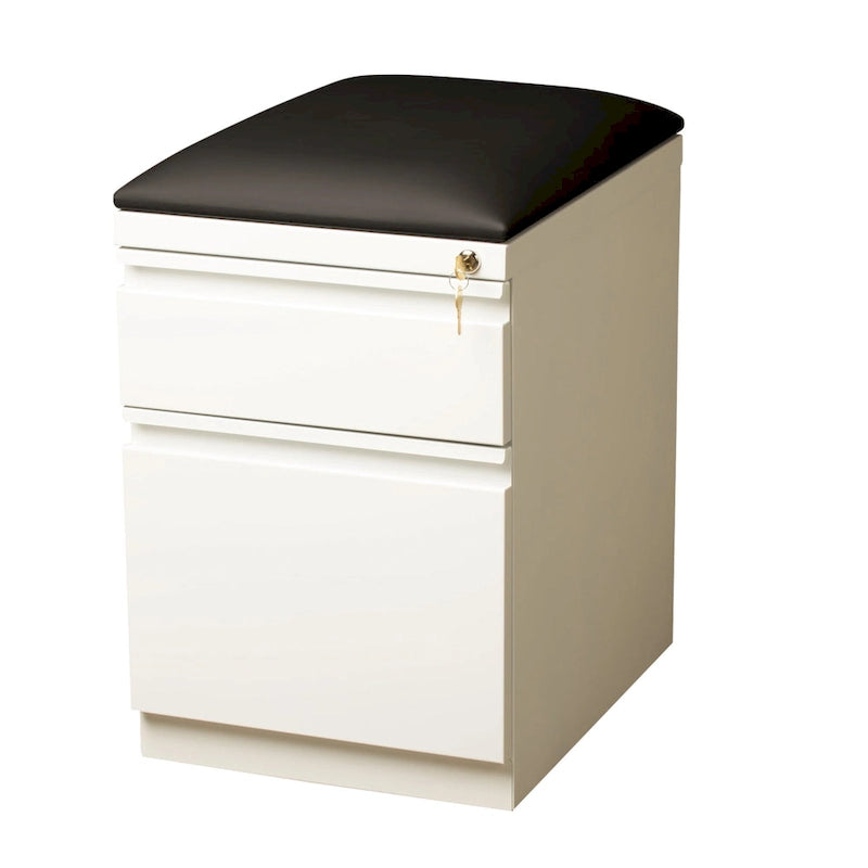 Hirsh 20 D Mobile Pedestal Box File Cabinet with Seat Cushion,White