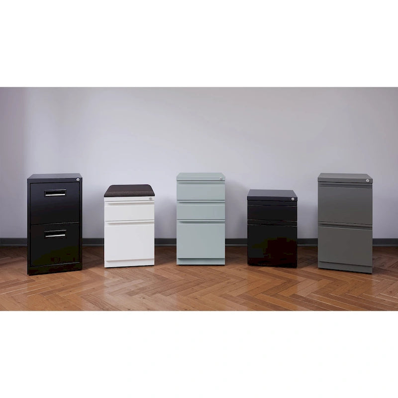 Hirsh 20 D Mobile Pedestal Box File Cabinet with Seat Cushion,White