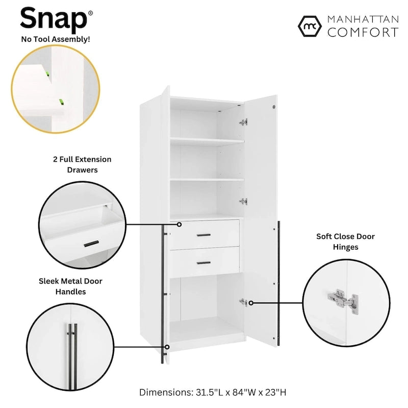 Manhattan Comfort Lee Modern 1.0 Freestanding Wardrobe Closet Armoire