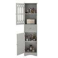 Merax Freestanding Tall Bathroom Cabinet with Acrylic Door