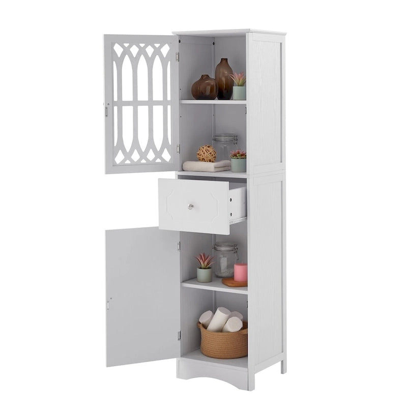 Merax Freestanding Tall Bathroom Cabinet with Acrylic Door