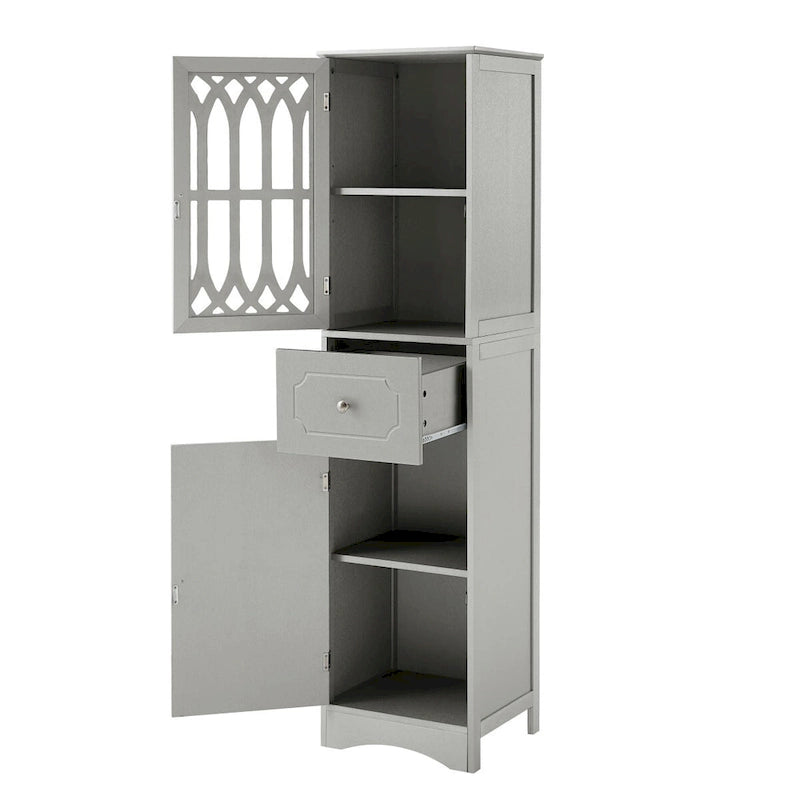 Merax Freestanding Tall Bathroom Cabinet with Acrylic Door