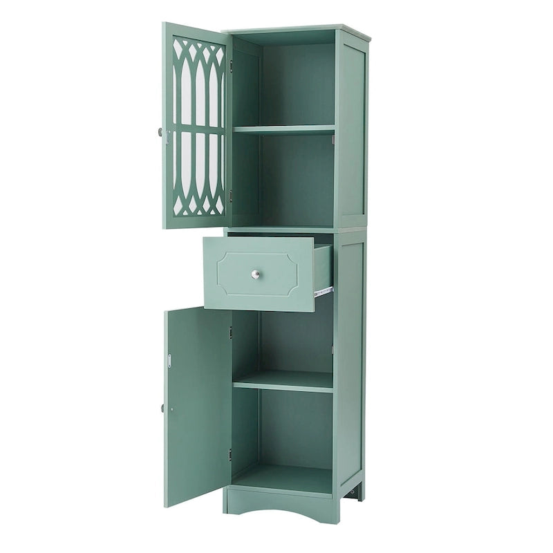 Merax Freestanding Tall Bathroom Cabinet with Acrylic Door
