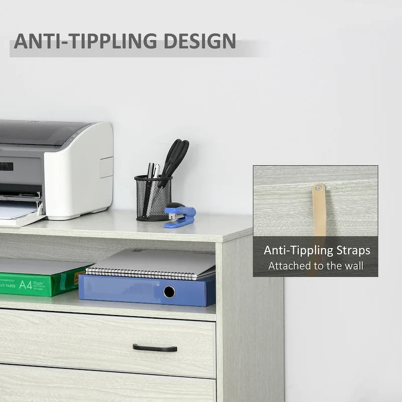 Vinsetto Lateral File Cabinet with Shelf, Office Storage Cabinet with 2 Drawers, Fits Letter Sized Papers