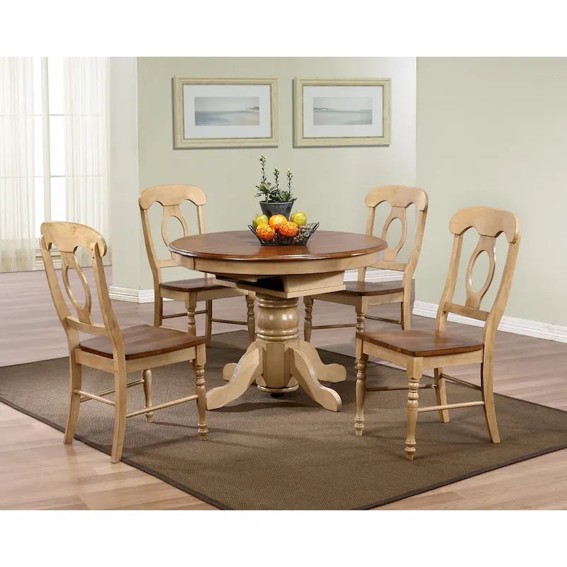 Brook Distressed Two Tone Light Creamy Wheat with Warm Pecan Brown Side Chair (Set of 2) - 23L x 18.5W x 38H