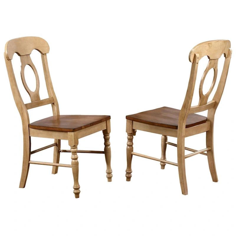 Brook Distressed Two Tone Light Creamy Wheat with Warm Pecan Brown Side Chair (Set of 2) - 23L x 18.5W x 38H