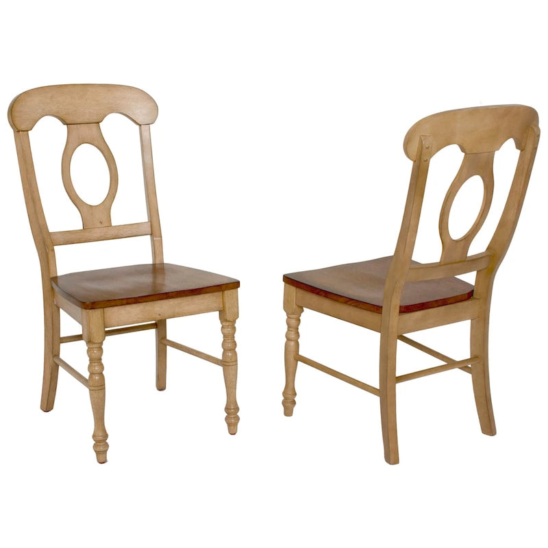 Brook Distressed Two Tone Light Creamy Wheat with Warm Pecan Brown Side Chair (Set of 2) - 23L x 18.5W x 38H