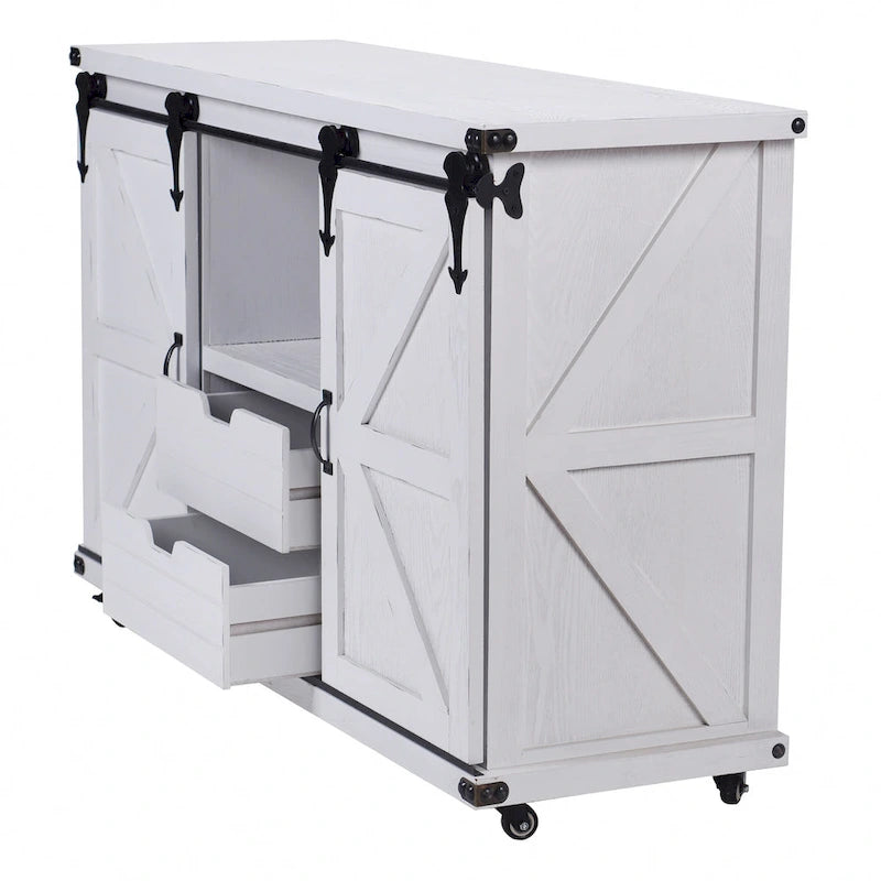StyleCraft Presley 2 Door Cabinet with Open Center in Distressed White