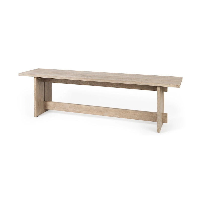 Aida Grey Brown Solid Wood Dining Bench