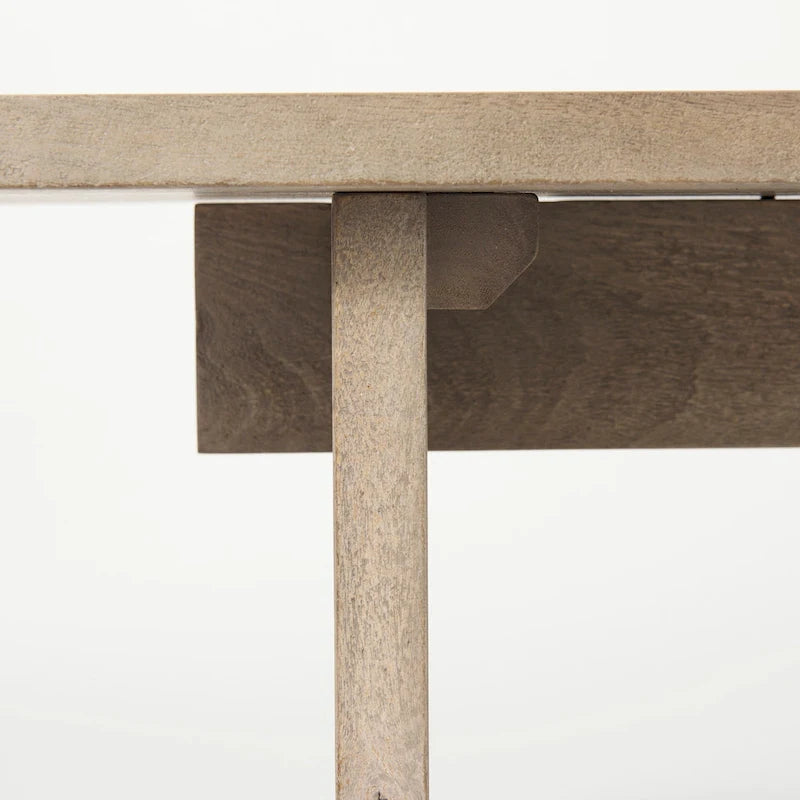 Aida Grey Brown Solid Wood Dining Bench