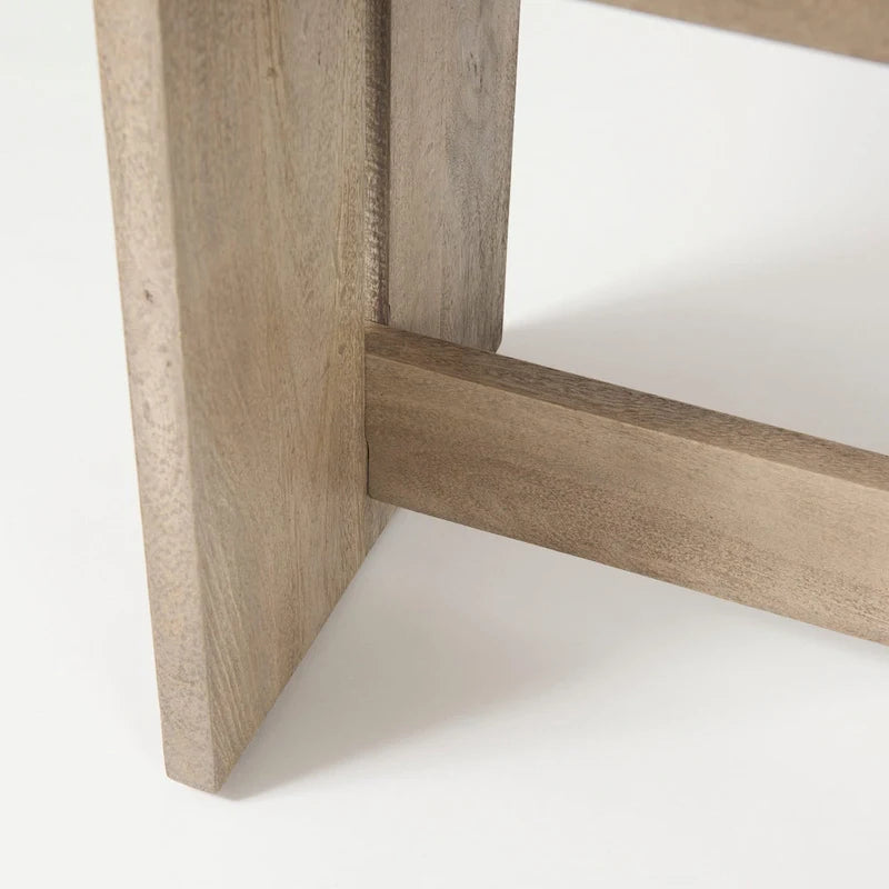 Aida Grey Brown Solid Wood Dining Bench