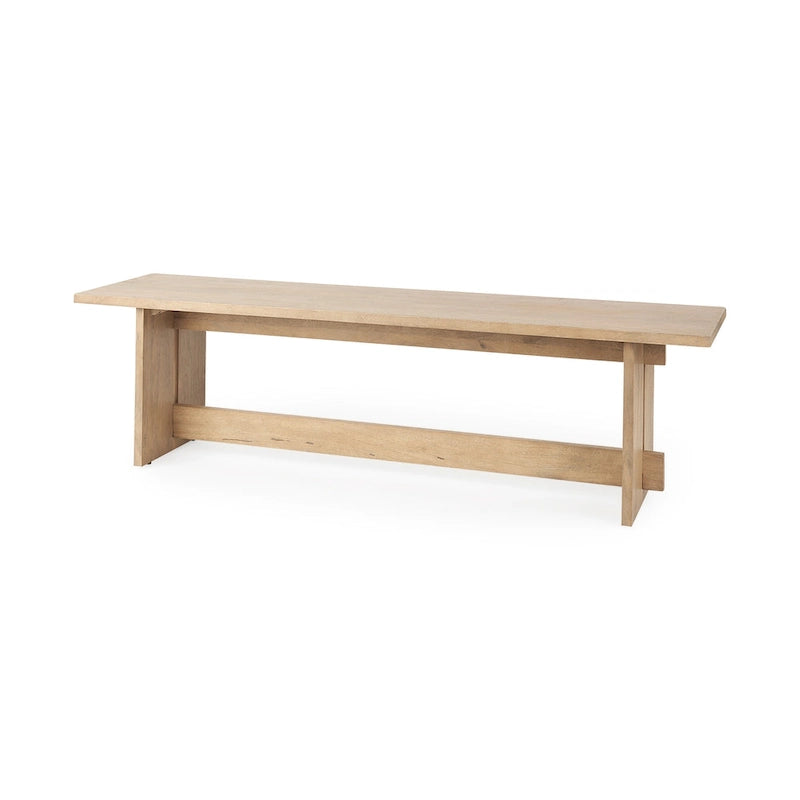Aida Grey Brown Solid Wood Dining Bench