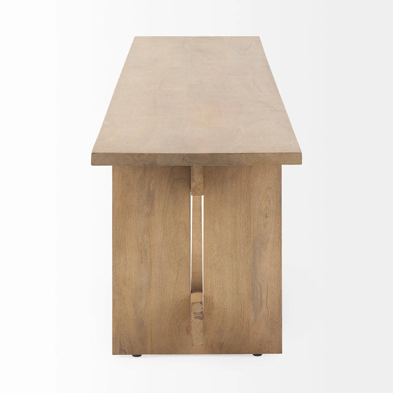 Aida Grey Brown Solid Wood Dining Bench