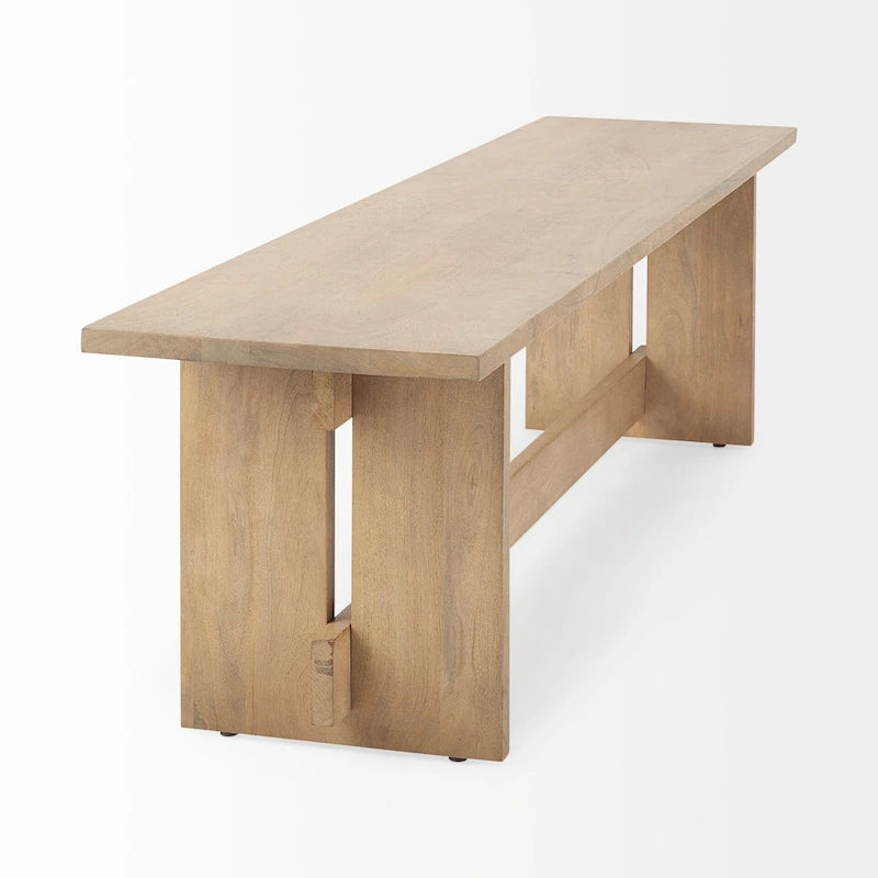 Aida Grey Brown Solid Wood Dining Bench